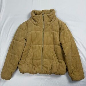 Sebby Beige Corduroy Bomber Jacket